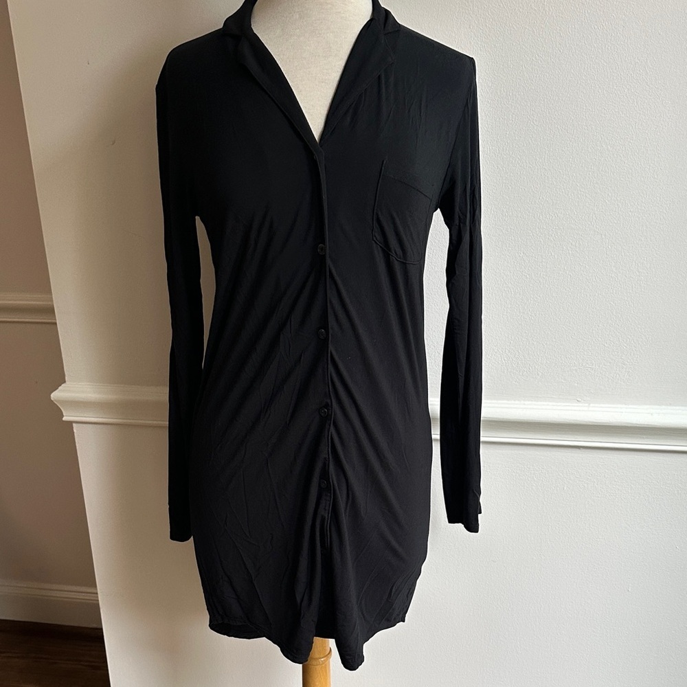NAKED WARDROBE - BUTTON UP BODYCON DRESS Black Size XS